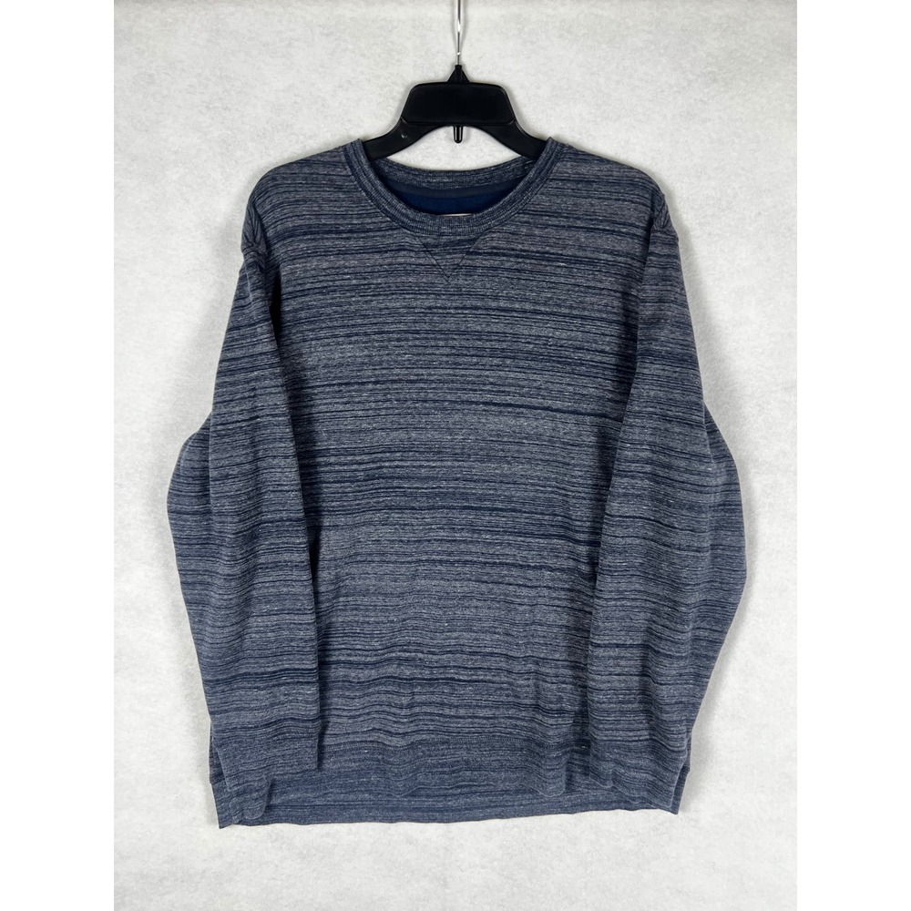 UGG For Men XL Blue Striped Fleece Lined Crewneck Sweatshirt
